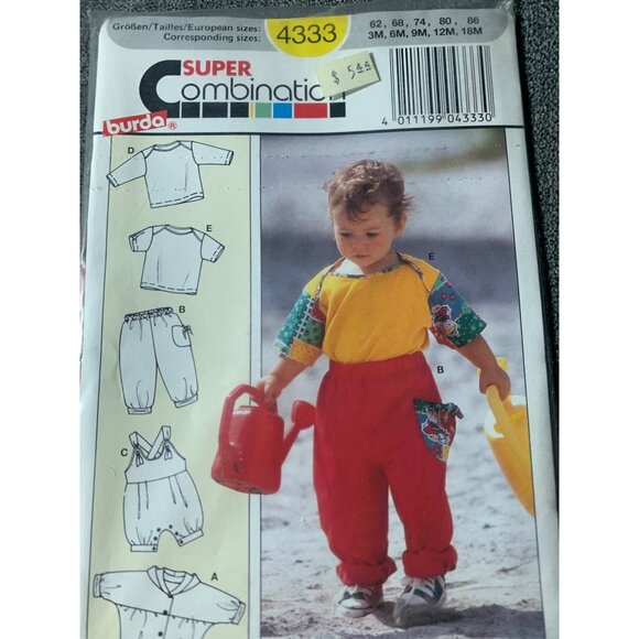 Burda Child Shirt Pants Jumper Sewing Pattern sz 3 months to 18 months 4333 - un - Picture 3 of 3